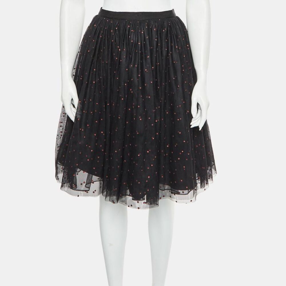 Alice + Olivia Black Tulle Polka Dotted Skirt S - Picture 2 of 5